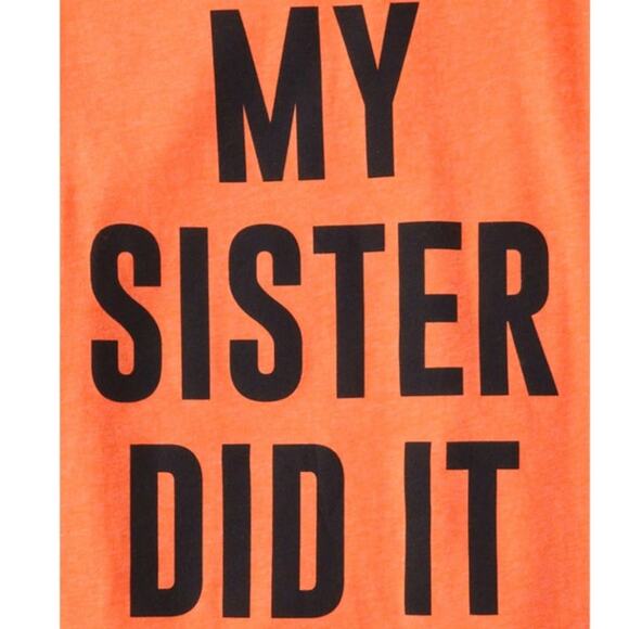 CHILDREN'S PLACE Neon Orange My Sister Did It Short Sleeve T-Shirt Size 5/6 NEW - Picture 2 of 4